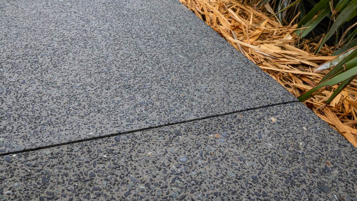 Close-up of an exposed aggregate concrete finish