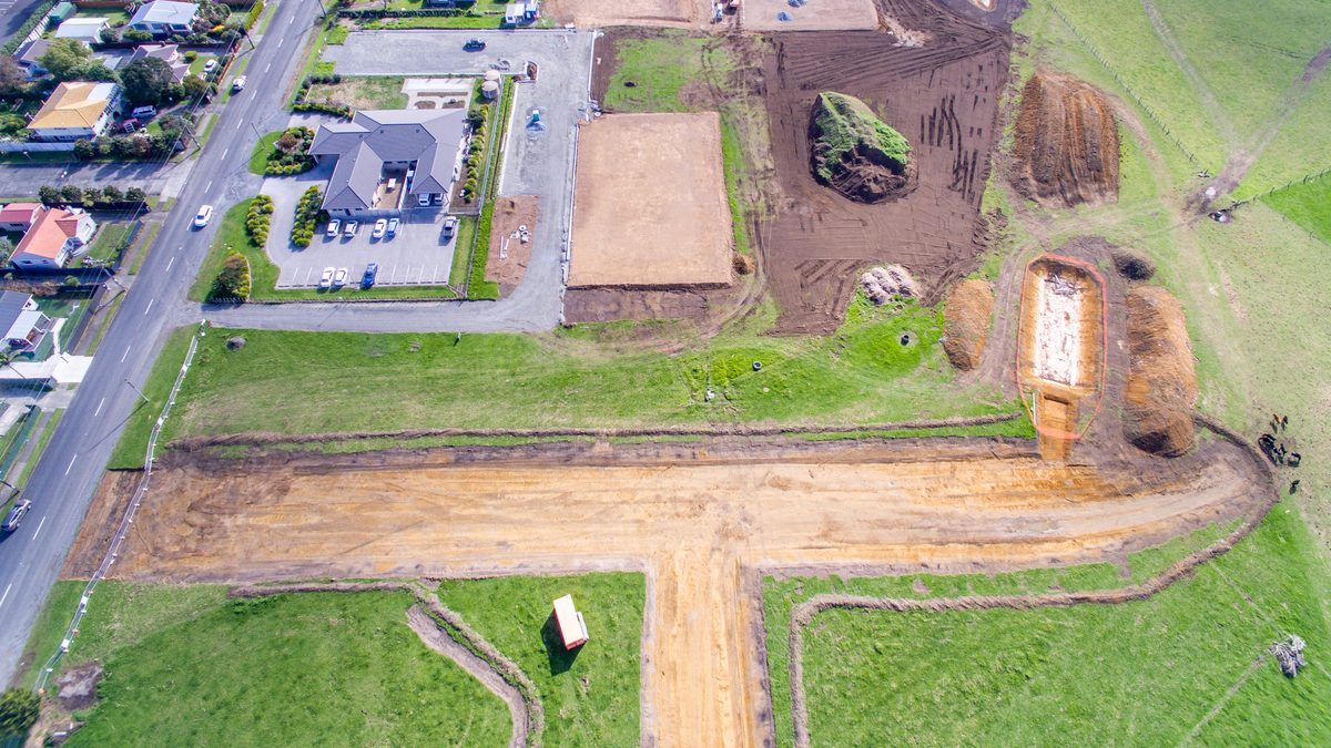 Bulk earthworks with a new road formation cut through the site