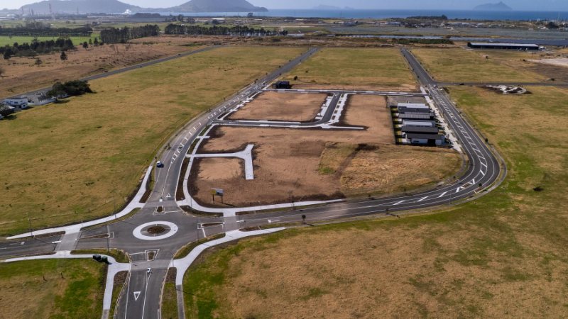 Aerial view of new subdivision roads, footpaths and lots at Marsden City